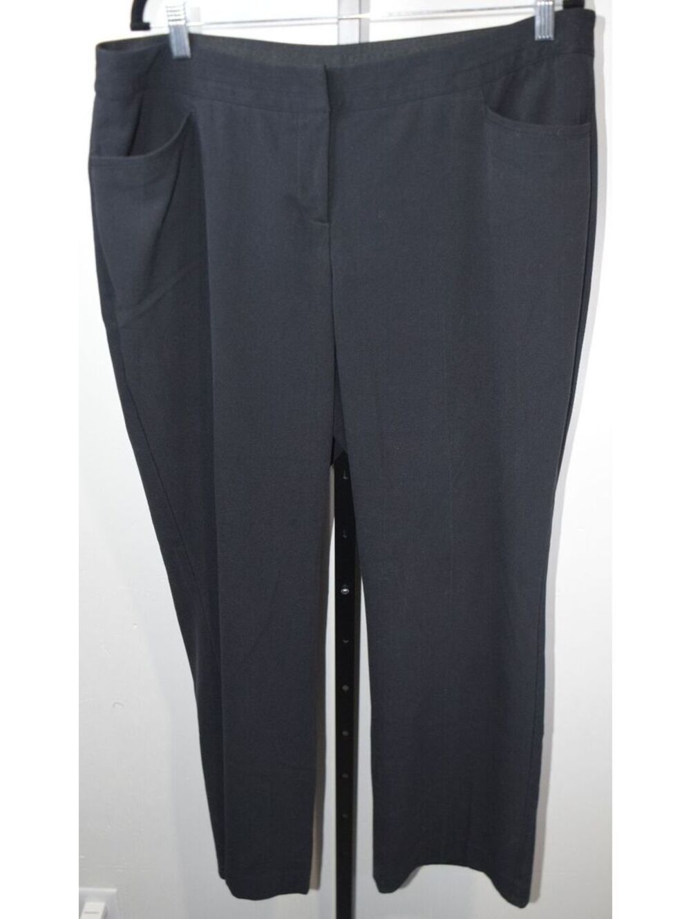 Lane Bryant Black Straight Leg Dress Pants Womens Size 16 Stretch Flat Front
